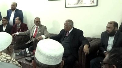 সংবাদ সম্মেলনে আমির হোসেন আমু, শাহাজাহান  ওমরসহ আওয়ামী লীগ নেতারা