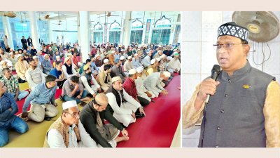 জুমার নামাজ আদায় শেষে নৌকায় ভোট চাচ্ছেন হুইপ ইকবালুর রহিম