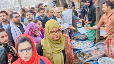 লিফলেট বিতরণ করছেন বিএনপির সিনিয়র যুগ্ম মহাসচিব রুহুল কবির রিজভী