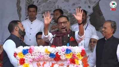 রাজধানীর কলাবাগান মাঠে দলের জনসভায় ওবায়দুল কাদের