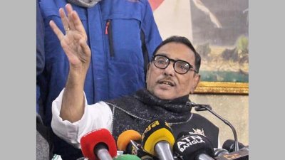 সংবাদ সম্মেলনে ওবায়দুল কাদের (ছবি: ফোকাস বাংলা )