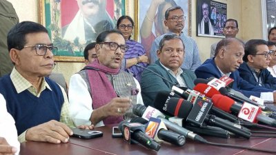 প্রেস ব্রিফিংয়ে আওয়ামী লীগের সাধারণ সম্পাদক ওবায়দুল কাদের (ছবি: সংগৃহীত)