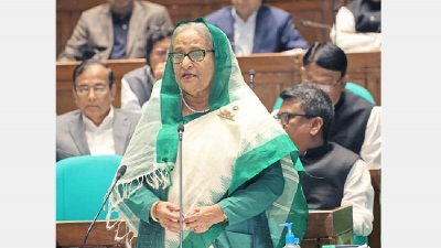 সংসদ অধিবেশনে প্রশ্নোত্তর পর্বে বক্তব্য রাখেন প্রধানমন্ত্রী শেখ হাসিনা। ছবি: ফোকাস বাংলা