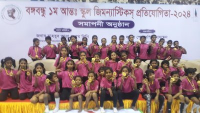পদক হাতে খুদে জিমন্যাস্টরা (ছবি: সংগৃহীত)