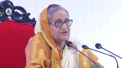বক্তব্য দিচ্ছেন প্রধানমন্ত্রী শেখ হাসিনা (ছবি: ফোকাস বাংলা)