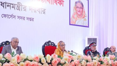 অনুষ্ঠানে বক্তব্য দিচ্ছেন প্রধানমন্ত্রী শেখ হাসিনা (ছবি: ফোকাস বাংলা)