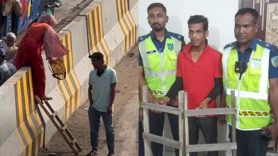 টাকার বিনিময়ে মহাসড়ক পার করানো যুবক পুলিশের হাতে আটক