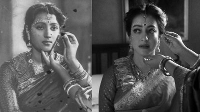 ‘দেবদাস’ ছবির চরিত্রের রূপে সুচিত্রা সেন (বামে) ও রাইমা সেন