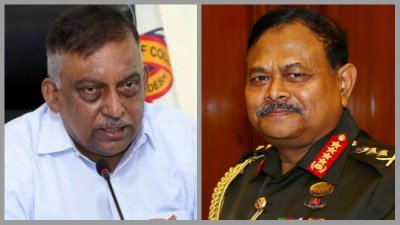 স্বরাষ্ট্রমন্ত্রী আসাদুজ্জামান খান কামাল ও সাবেক সেনাপ্রধান জেনারেল (অব.) আজিজ আহমেদ