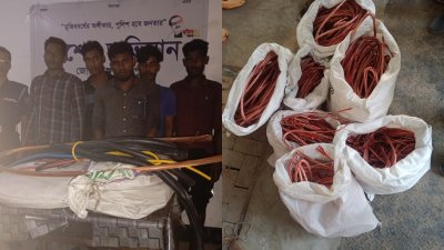 গ্রেফতার আসামিরা ও চুরি হওয়া মালামাল