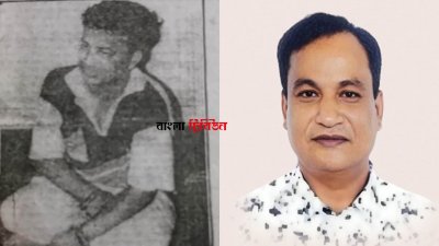 ২০০০ সালে পুলিশের রিমান্ডে থাকা মাহমুদ হাসান শিমুল (বাঁয়ে) ও আমানুল্লাহ পরিচয় দেওয়া ব্যক্তি শিমুলের ছবি