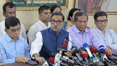 সংবাদ সম্মেলনে ওবায়দুল কাদের (ছবি: ফোকাস বাংলা)