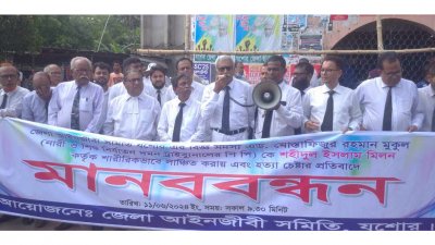পিপিকে লাঞ্ছিতের প্রতিবাদে আইনজীবীদের মানববন্ধন