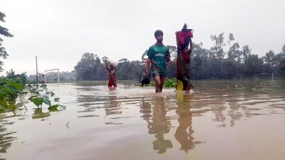 হবিগঞ্জে বন্যার পানি (ছবি: প্রতিনিধি)