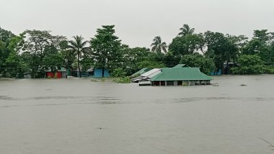 উজানের ঢল ও ভারী বৃষ্টিতে সিলেটের কোম্পানীগঞ্জে বন্যা (ছবি: ফোকাস বাংলা)