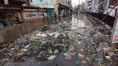 দূষণে বিপন্ন হচ্ছে খাল, যাত্রাবাড়ীর কুতুবখালী খালের চিত্র  (ছবি: প্রতিবেদক)