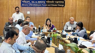 সভায় সভাপতির বক্তব্য দেন পরিবেশ, বন ও জলবায়ু পরিবর্তন মন্ত্রণালয়ের সচিব ড. ফারহিনা আহমেদ
