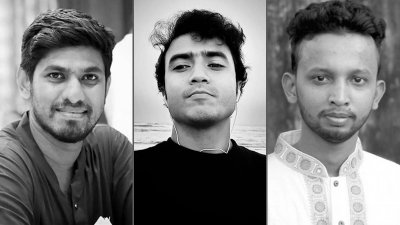 নিহত সাংবাদিক  হাসান মেহেদী, তৌহিদ জামান প্রিয় এবং  এ টি এম তুরাব