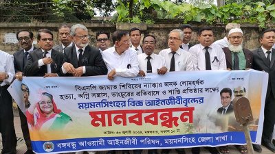 ময়মনসিংহে আইনজীবীদের মানববন্ধন