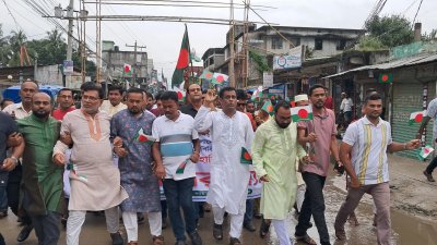 শ্রীপুরে যুবলীগের আনন্দ মিছিল