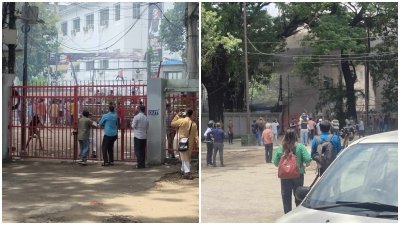 পররাষ্ট্র মন্ত্রণালয়ে প্রবেশের চেষ্টা বিক্ষোভকারীদের, প্রেসক্লাবের সামনে পুলিশ বক্সে আগুন (ডানে)