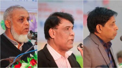 উপাচার্য ড. শেখ আবদুস সালাম, উপ-উপাচার্য অধ্যাপক ড. মাহবুবুর রহমান ও কোষাধ্যক্ষ অধ্যাপক ড. আলমগীর হোসেন ভুঁইয়া