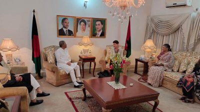 জাতিসংঘের আবাসিক সমন্বয়কারী গোয়েন লুইসের সঙ্গে বৈঠকে বিএনপি নেতারা (ছবি: সংগৃহীত)