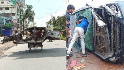 খুলনা শহরজুড়েই চলেছে হামলা, ভাঙচুর, অগ্নিসংযোগ ও লুটপাট