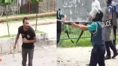 আবু সাঈদকে লক্ষ্য করে পুলিশের গুলি