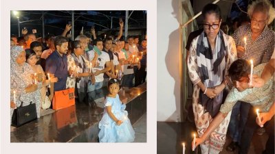 জাতীয় শোক দিবস উপলক্ষে বঙ্গবন্ধুর প্রতিকৃতিতে মোমবাতি প্রজ্বালন