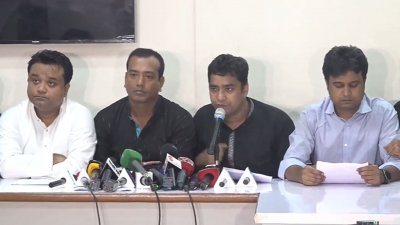সংবাদ সম্মেলনে ছাত্রদলের সভাপতি রাকিবুল ইসলাম রাকিব