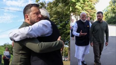 কিয়েভে জেলেনস্কির সঙ্গে মোদি। ছবি: হিন্দুস্তান টাইমস
