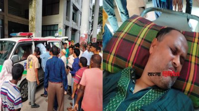 অসুস্থ অবস্থায় অধ্যক্ষকে নওগাঁ জেনারেল হাসপাতালে ভর্তি করা হয়, সেখান থেকে উন্নত চিকিৎসার জন্য রাজশাহী মেডিক্যাল কলেজ হাসপাতালে নেওয়া হয়েছে