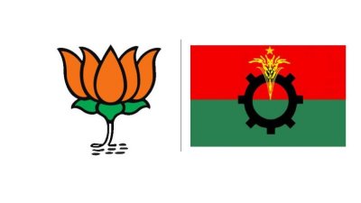 ভারতের ক্ষমতাসীন দল বিজেপির লোগো এবং বিএনপির লোগো