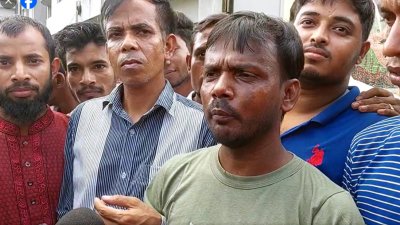 হাসপাতাল চত্বরে হিরো আলমের সংবাদ সম্মেলন (ছবি: বাংলা ট্রিবিউন)