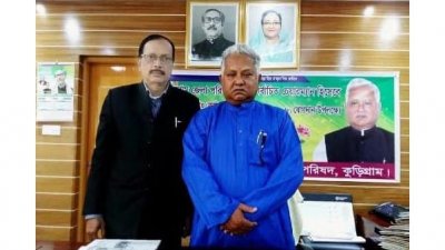জেলা পরিষদের সাবেক চেয়ারম্যান ও জেলা আওয়ামী লীগ সভাপতি মো. জাফর আলীর সঙ্গে খাজা শরীফ উদ্দিন আলী আহমেদ (রিন্টু)