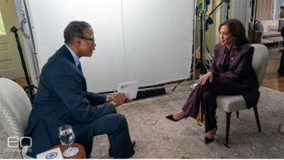 '৬০ মিনিটস' অনুষ্ঠানে মার্কিন ভাইস প্রেসিডেন্ট ও ডেমোক্র্যাটিক প্রেসিডেন্ট প্রার্থী কমলা হ্যারিস। ছবি: রয়টার্স।