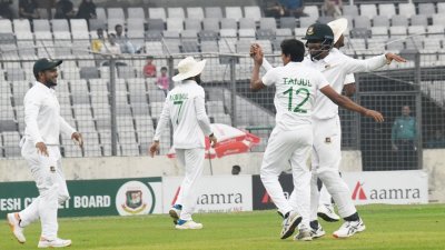 উইকেট নেওয়ার পর তাইজুলের উল্লাস।