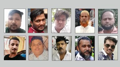 ওপরে চুয়া সেলিম ও তার সহযোগীরা, নিচে বুনিয়া সোহেল ও তার  সহযোগীরা