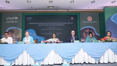 মঙ্গলবার পরিবেশ, বন ও জলবায়ু পরিবর্তন মন্ত্রণালয় ইউনিসেফের সঙ্গে যৌথভাবে আয়োজিত কর্মশালায় বক্তা ও অতিথিরা