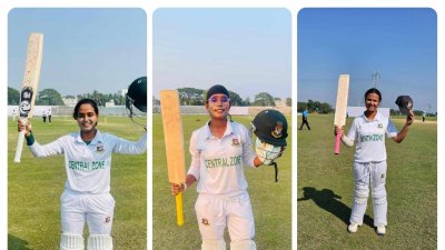 তিন সেঞ্চুরিয়ান নিগার সুলতানা, মুর্শিদা খাতুন ও সোবহানা মোস্তারি।