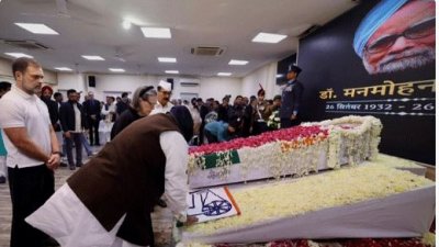সাবেক প্রধানমন্ত্রী মনমোহন সিংয়ের শেষকৃত্য অনুষ্ঠিত। ছবি: এনডিটিভি।