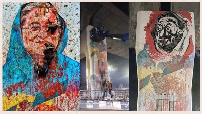 শেখ হাসিনার ব্যঙ্গ গ্রাফিতি মধ্যরাতে কিছুটা মুছে ফেলার পর আবার আঁকা হয়।
