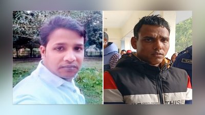 বাঁ থেকে সেতাউর রহমান ও মিঠুন