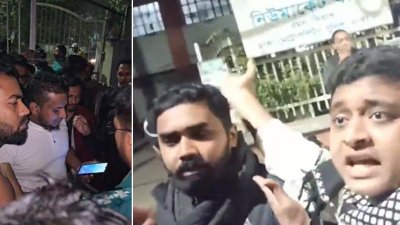 পুলিশের গাড়িতে হামলা