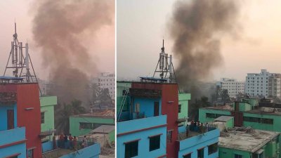 উড়ছে আগুনের ধোঁয়া