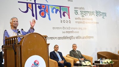 বক্তব্য রাখছেন প্রধান উপদেষ্টা ড. মুহাম্মদ ইউনূস। ছবি: প্রেস উইং