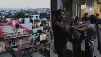দিল্লিতে ভূমিকম্প। ঘরবাড়ি ছেড়ে রাস্তায় মানুষজন। ছবি: নিউজ১৮।