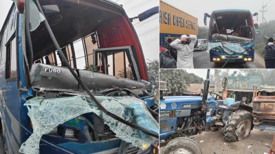 ১৮ ফেব্রুয়ারি সকালে ঘন কুয়াশার কারণে দুর্ঘটনার শিকার হয়েছে ৮ পরিবহন