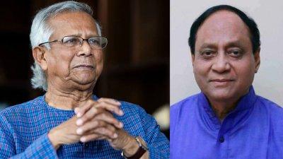 প্রধান উপদেষ্টা ড. মুহাম্মদ ইউনূস ও আবদুল্লাহ আল নোমান (ছবি: সংগৃহীত)